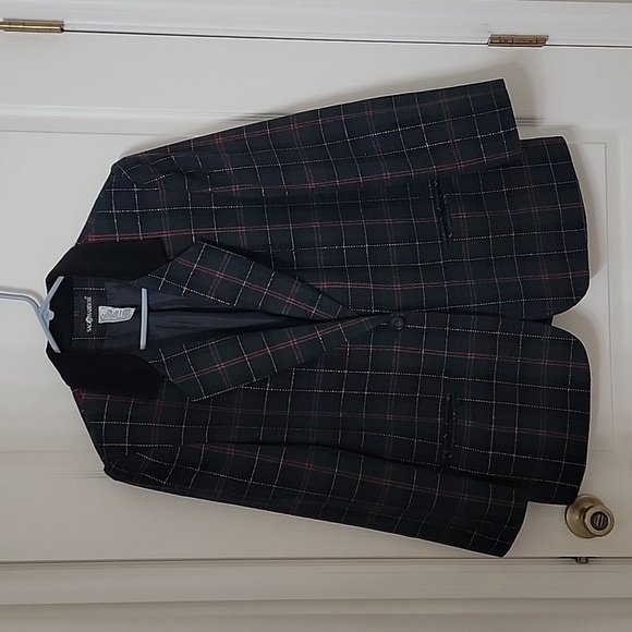 Sag Harbor Jackets & Blazers - Vintage Sag Harbor Size 16 Green, Red, Blue and Gold Plaid Wool Blend Blazer